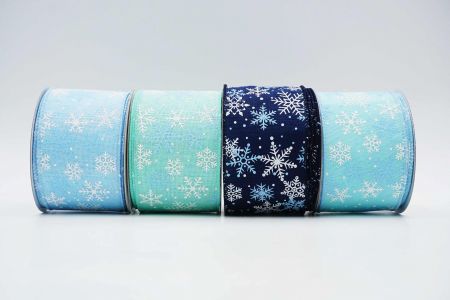 Текстурована стрічка зі сніжинками на дроті_KF7417.KF7418